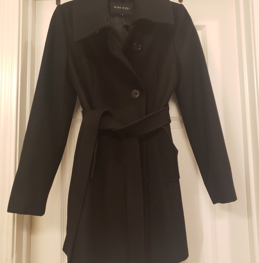 Black Nine West Coat, Wool, Polyester
